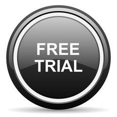 free trial black circle glossy web icon