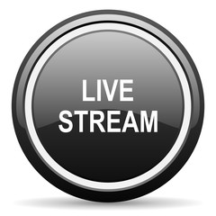 live stream black circle glossy web icon