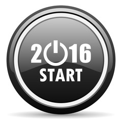 year 2016 black circle glossy web icon