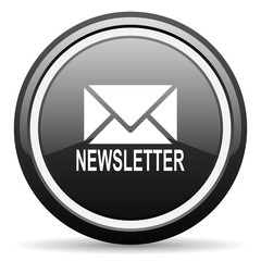 newsletter black circle glossy web icon