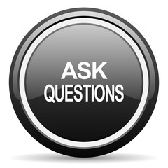 ask questions black circle glossy web icon