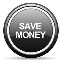 save money black circle glossy web icon
