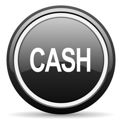 cash black circle glossy web icon