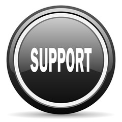 support black circle glossy web icon
