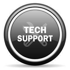 technical support black circle glossy web icon