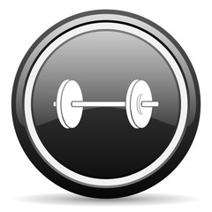 fitness black circle glossy web icon