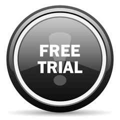 free trial black circle glossy web icon