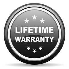 lifetime warranty black circle glossy web icon