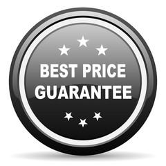 best price guarantee black circle glossy web icon