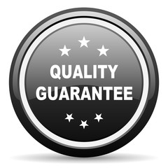 quality guarantee black circle glossy web icon