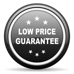 low price guarantee black circle glossy web icon