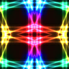 Rainbow neon grid on dark semaless background