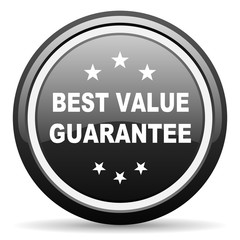 best value guarantee black circle glossy web icon