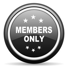 members only black circle glossy web icon
