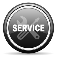 service black circle glossy web icon