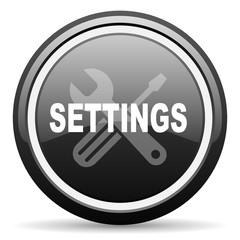 settings black circle glossy web icon
