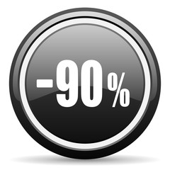 90 percent sale retail black circle glossy web icon