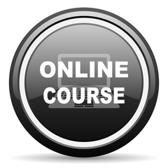 online course black circle glossy web icon