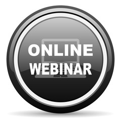 online modern webinar black circle glossy web icon