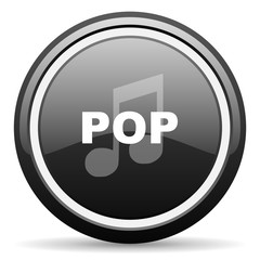 pop music black circle glossy web icon