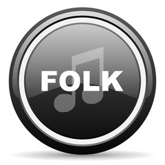folk music black circle glossy web icon