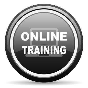 online training black circle glossy web icon