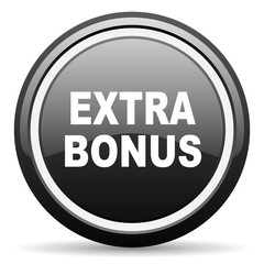 extra bonus black circle glossy web icon