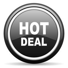 hot deal black circle glossy web icon