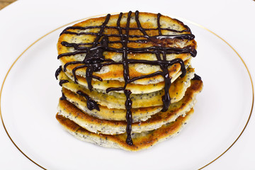 Tasty Pancakes with Chocolate Stack