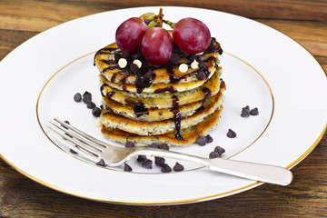 Tasty Pancakes with Chocolate Stack