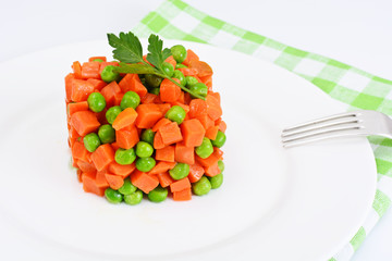 Juicy Vegetable Stew. Paprika, Peas and Carrots. Diet Food