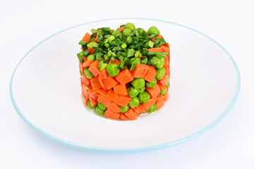 Juicy Vegetable Stew. Paprika, Peas and Carrots. Diet Food