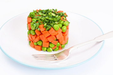 Juicy Vegetable Stew. Paprika, Peas and Carrots. Diet Food