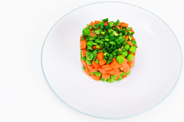 Juicy Vegetable Stew. Lettuce, Peas and Carrots. Diet Food