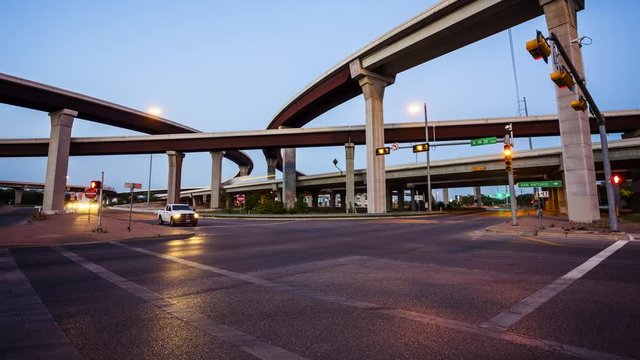 Traffic and freeway on Austin, Texas city streets, time lapse  (All recognizable faces, license plates and logos have been blurred for commercial use)