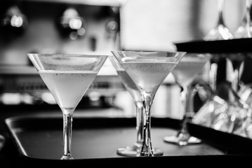 black and white photo of glasses