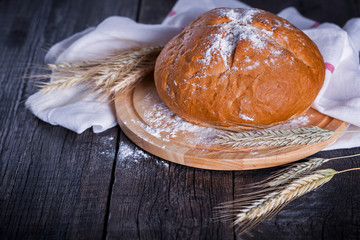 Freshly baked traditional round bread