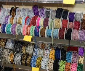 necklaces for sale per meter in the wholesaler's shop