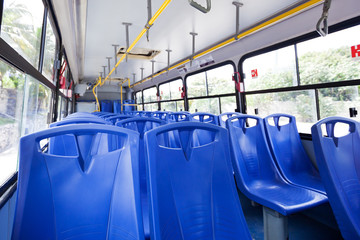 Inside empty bus