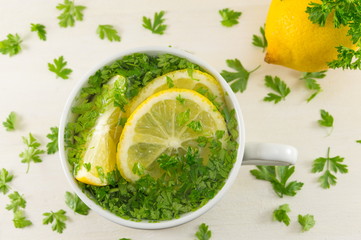 Water with parsley and lemon