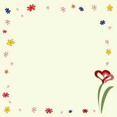Frame of floral ornament on yellow background . Square location. Vector illustration.