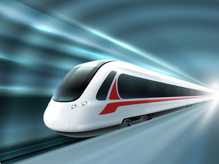 Obraz na płótnie Canvas Speed Train Railway Station Realistic Poster 