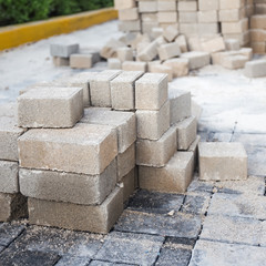 Stack of paving stone. Ready for construction
