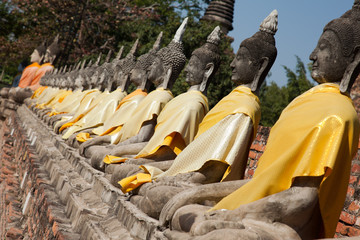 Alignement de Bouddha - Ayuttaya - Thailande