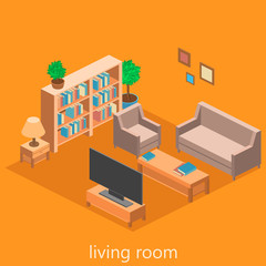 isometric interior of a  living room
