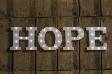 Iluminated Decorative Letters Spelling HOPE