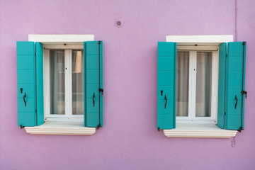 twin balconies from Burano island, Venice