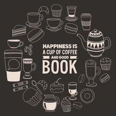 Hand drawn poster with quote about coffee