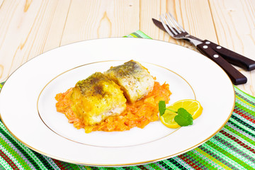 Fish in Greek with Onion and Carrot