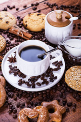 black coffee on a wooden background